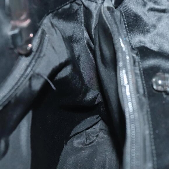 PRADA Hand Bag Satin Black Silver Auth 96617 - Picture 7 of 16